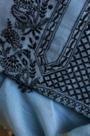 Grey & Black Mal Cotton Chikankari Unstitched Kurta Dupatta Fabrics With Kamdani