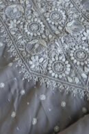 Grey Cotton Chikankari Unstitched Kurta Fabrics
