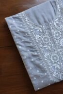 Grey Cotton Chikankari Unstitched Kurta Fabrics
