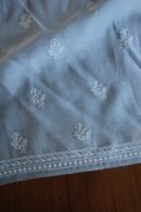 Grey Mal Cotton Chikankari Unstitched Kurta Dupatta Fabrics With Kamdani