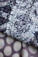 Grey & White Soft Cotton Printed Unstitched Kurta Dupatta Set with Chikankari & Sequin Work