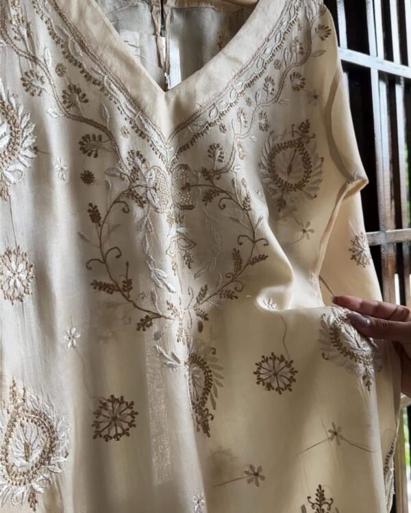 Mulberry silk resham Chikankari kurta - Image 6