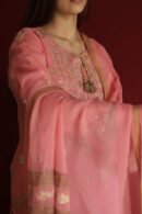Lotus Pink Kota Mirror Chikankari Ready to Wear Kurta Set
