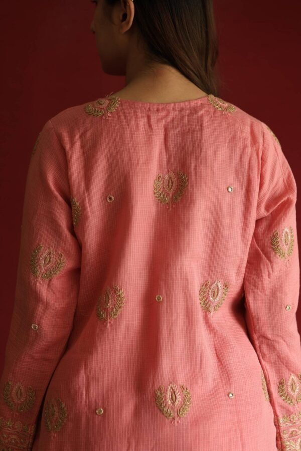 Lotus Pink Kota Mirror Chikankari Ready to Wear Kurta Set - Image 6