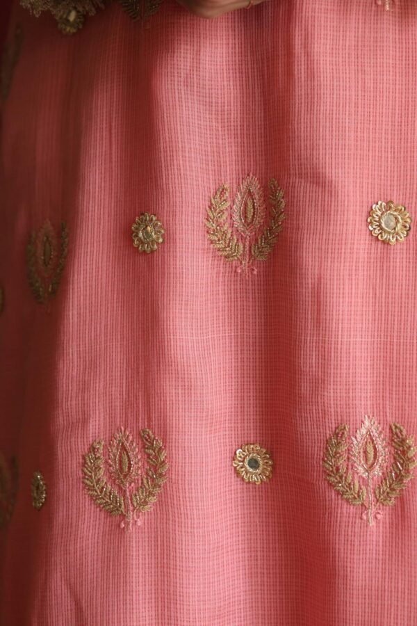 Lotus Pink Kota Mirror Chikankari Ready to Wear Kurta Set - Image 8