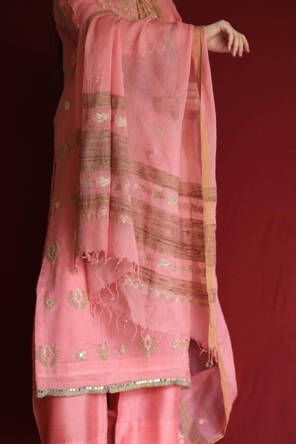 Lotus Pink Kota Mirror Chikankari Ready to Wear Kurta Set - Image 10