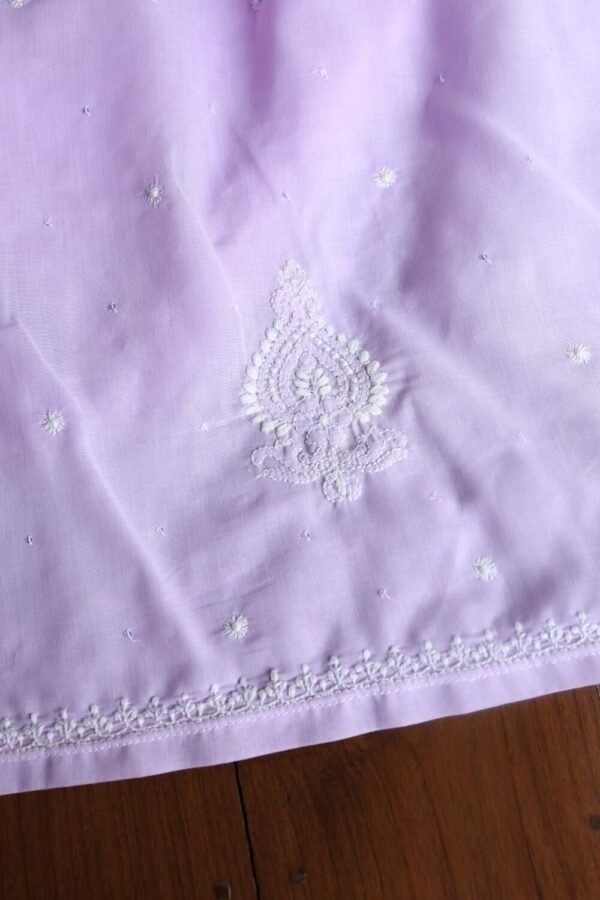 Lavender Cotton Chikankari Unstitched Kurta Fabrics - Image 7