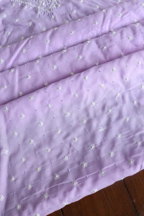 Lavender Cotton Chikankari Unstitched Kurta Fabrics - Image 6
