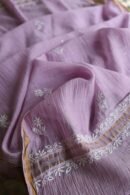 Lavender Mal Cotton Chikankari Unstitched Kurta Dupatta Fabrics With Kamdani