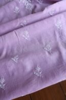 Lavender Mal Cotton Chikankari Unstitched Kurta Dupatta Fabrics With Kamdani