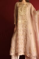 Beige Noor Organza Chikankari Anarkali Set
