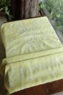 Lemon Yellow Mal Cotton Chikankari Unstitched Kurta Dupatta Fabrics With Kamdani