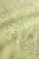 Lemon Yellow Mal Cotton Chikankari Unstitched Kurta Dupatta Fabrics With Kamdani