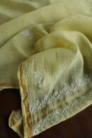 Lemon Yellow Mal Cotton Chikankari Unstitched Kurta Dupatta Fabrics With Kamdani