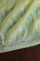 Lemon Yellow Mal Cotton Chikankari Unstitched Kurta Dupatta Fabrics With Kamdani