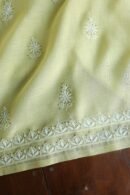 Lemon Yellow Mal Cotton Chikankari Unstitched Kurta Dupatta Fabrics With Kamdani