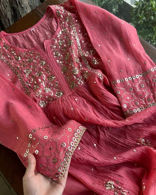 Mal Chanderi Mukaish Silk Dress