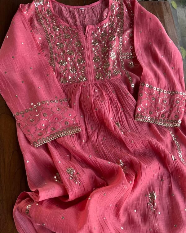 Mal Chanderi Mukaish Silk Dress - Image 5