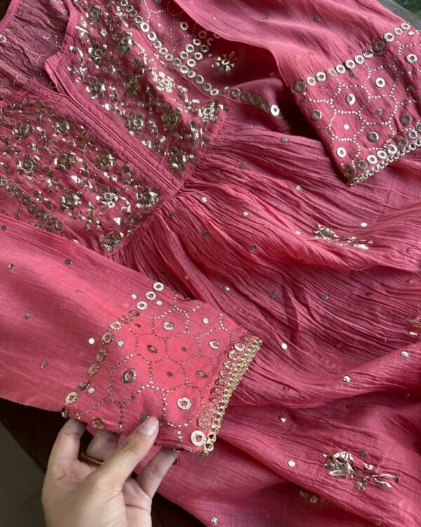 Mal Chanderi Mukaish Silk Dress - Image 6