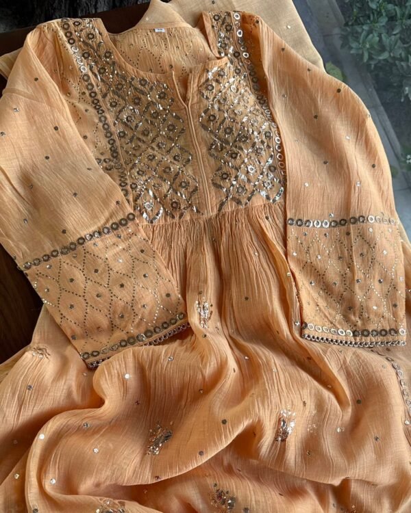 Mal Chanderi Mukaish Silk Dress - Image 7