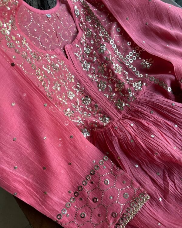 Mal Chanderi Mukaish Silk Dress - Image 7