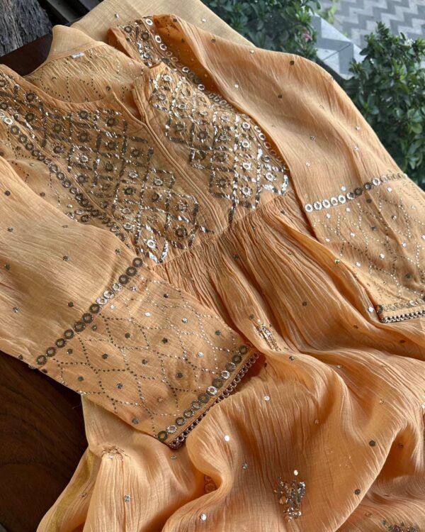 Mal Chanderi Mukaish Silk Dress - Image 9