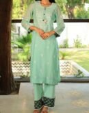 Mal Chanderi 𝑨𝒋𝒓𝒂𝒌𝒉 X Chikankari With Kamdani Work Kurta Set