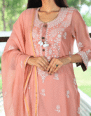 Mal Chanderi 𝑨𝒋𝒓𝒂𝒌𝒉 X Chikankari With Kamdani Work Kurta Set