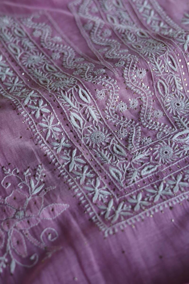 Mal Cotton Fine Chikankari With Kamdani Work Unstitched Fabric