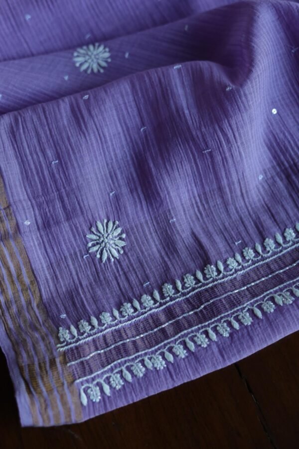 Mal Cotton Fine Chikankari With Kamdani Work Unstitched Fabric - Image 12