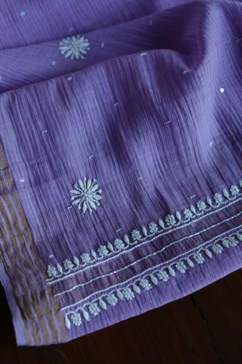 Mal Cotton Fine Chikankari With Kamdani Work Unstitched Fabric