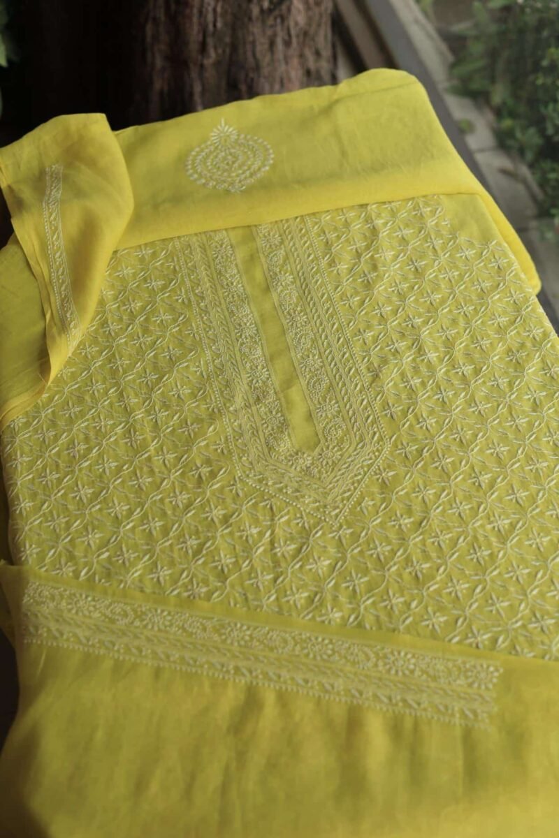 Malmal All Over Chikankari Mens Kurtas Fabrics
