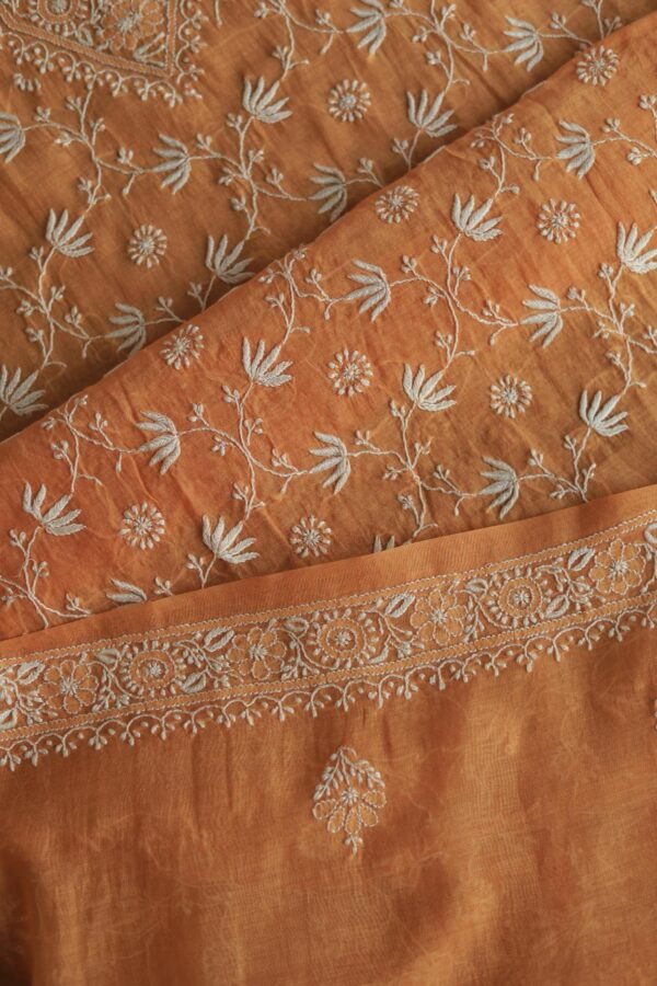 Malmal All Over Chikankari Mens Kurtas Fabrics - Image 4