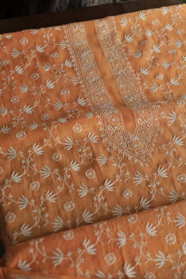 Malmal All Over Chikankari Mens Kurtas Fabrics - Image 5