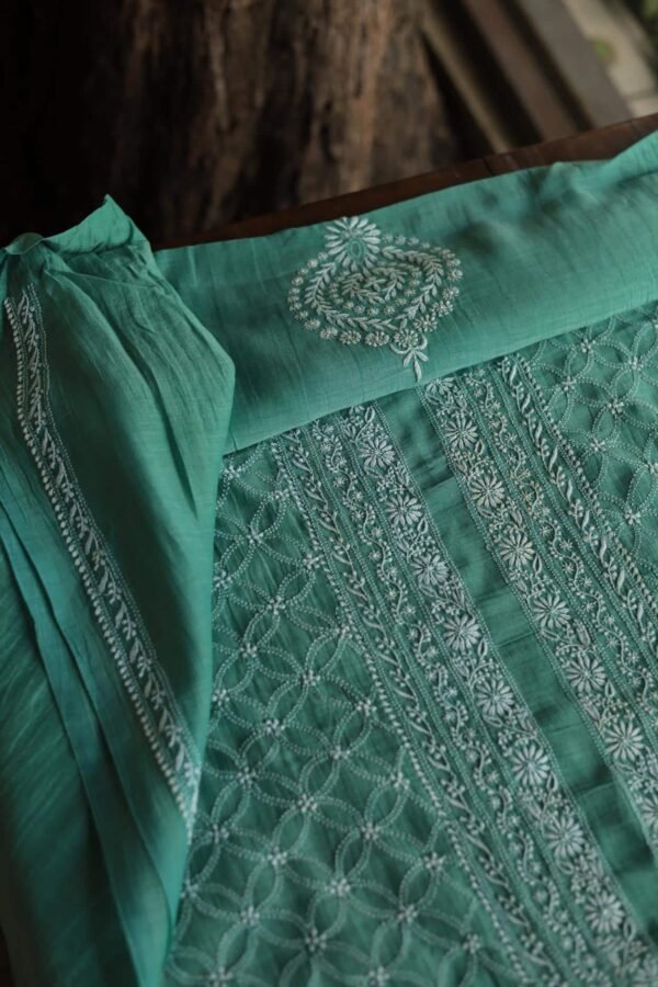 Malmal All Over Chikankari Mens Kurtas Fabrics - Image 6