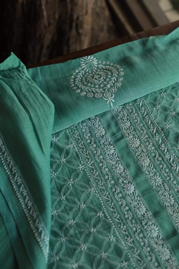 Malmal All Over Chikankari Mens Kurtas Fabrics - Image 7