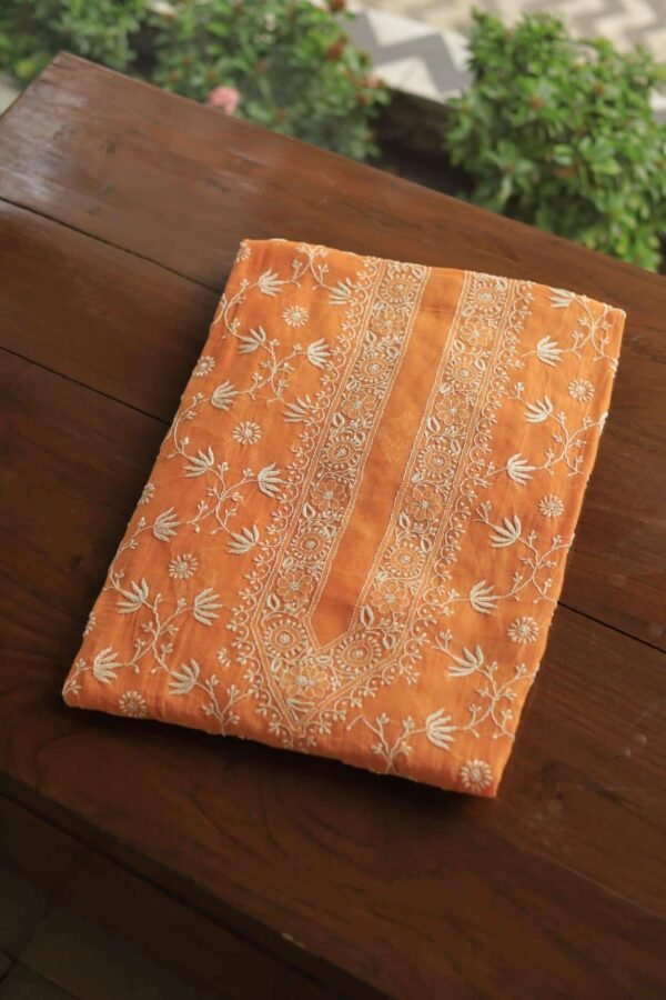 Malmal All Over Chikankari Mens Kurtas Fabrics - Image 6