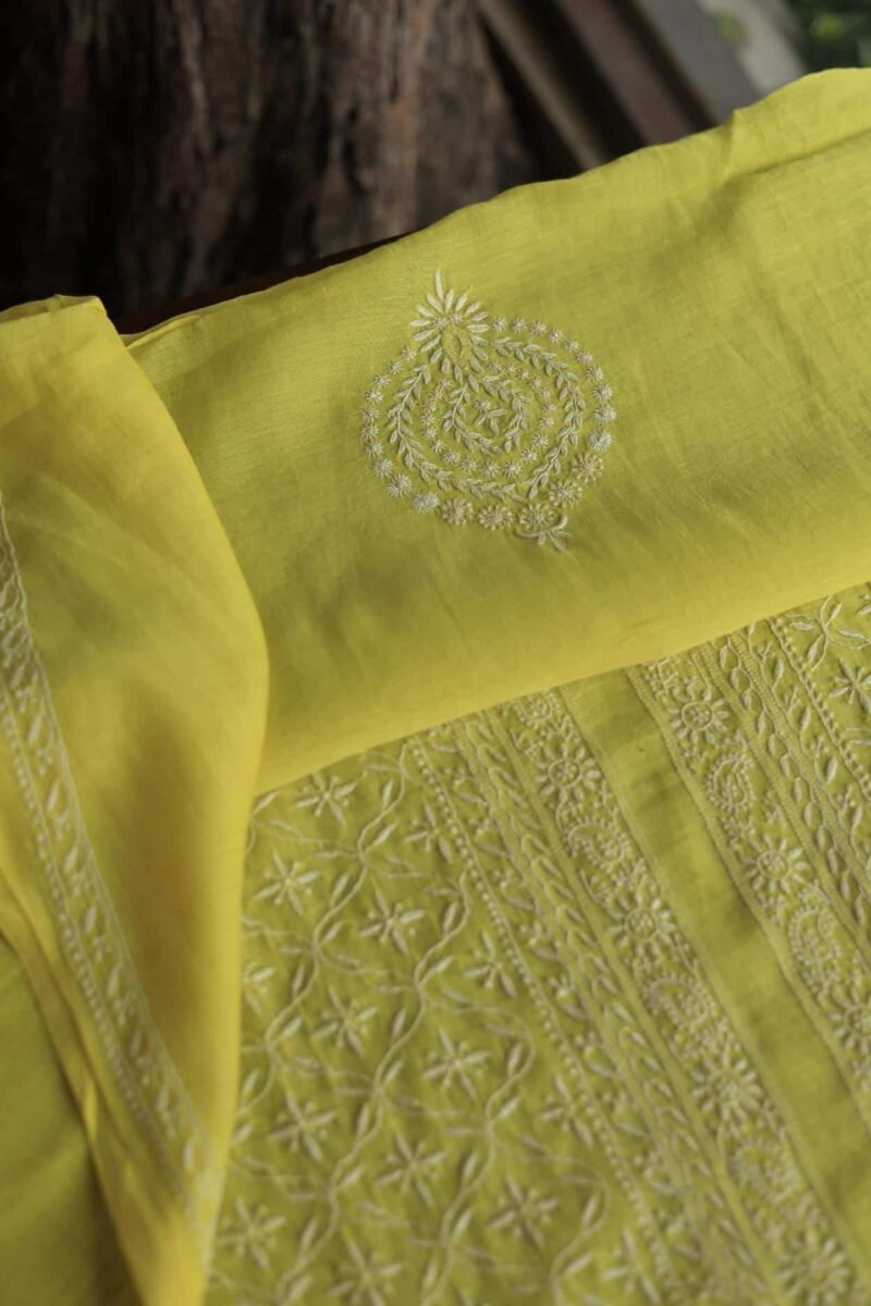 Malmal All Over Chikankari Mens Kurtas Fabrics