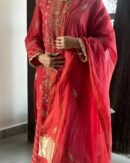 Malmal Mukaish Kamdani Chikankari Stitched Kurtas Dupatta Set