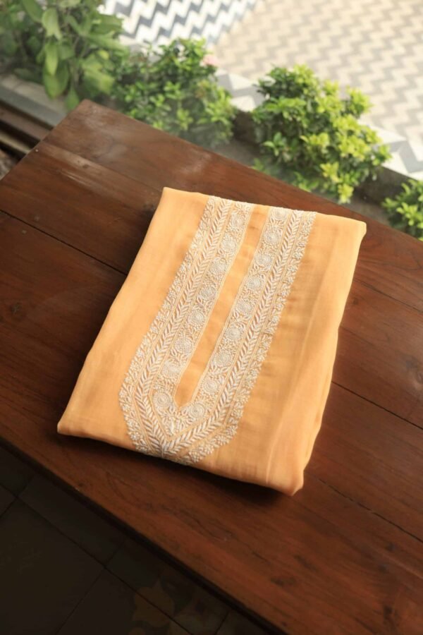 Malmal Chikankari Unstitched Men's Kurtas Fabrics - Image 8