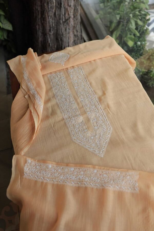 Malmal Chikankari Unstitched Men's Kurtas Fabrics - Image 2