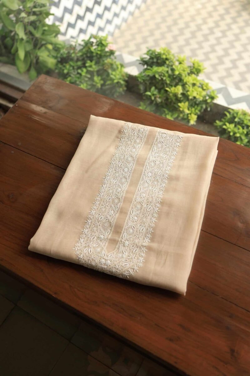 Malmal Chikankari Unstitched Men's Kurtas Fabrics