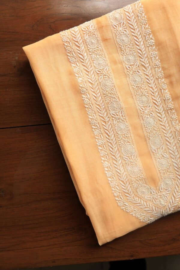 Malmal Chikankari Unstitched Men's Kurtas Fabrics - Image 7