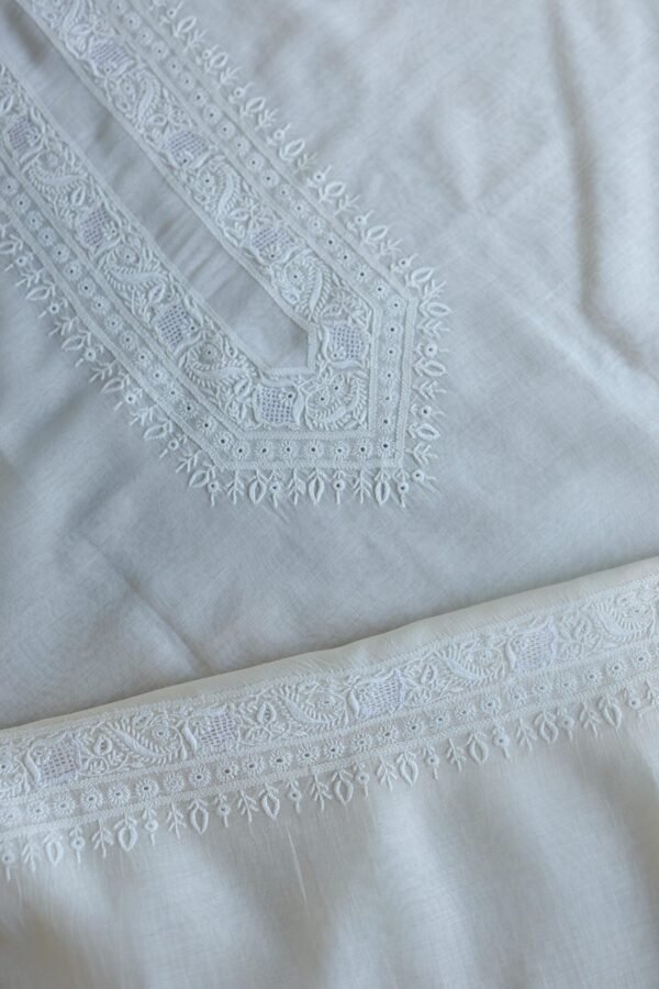 Malmal Chikankari Unstitched Men's Kurtas Fabrics - Image 4