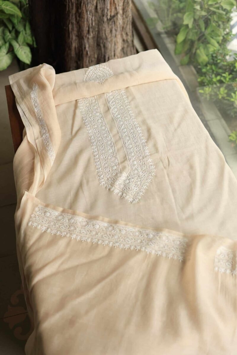 Malmal Chikankari Unstitched Men's Kurtas Fabrics