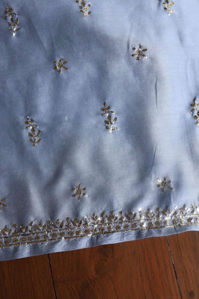 Chanderi Mukaish Badla Unstitched Chikankari Unisex Kurtas
