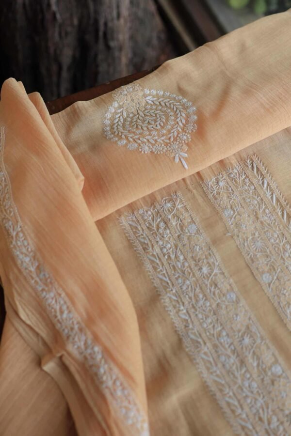 Malmal Chikankari Unstitched Men's Kurtas Fabrics - Image 6