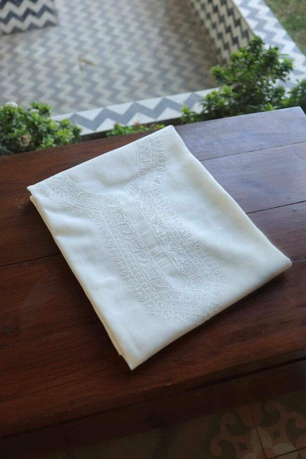 Malmal Chikankari Unstitched Men's Kurtas Fabrics - Image 7