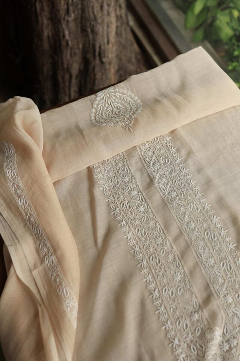 Malmal Chikankari Unstitched Men's Kurtas Fabrics