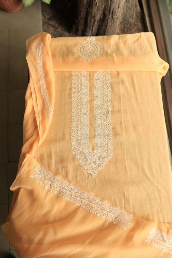 Malmal Chikankari Unstitched Men's Kurtas Fabrics - Image 9